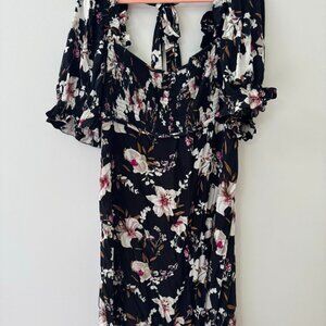 Anthropologie tie back cut out a-line floral dress